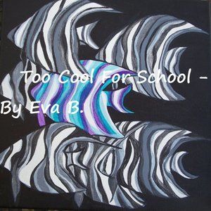 Handmade Painting Of School Of Fish Abstract Acrylic On 12×12 Canvas